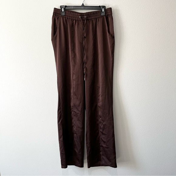 OLIVIA SKY- High Rise Lightweight Silky Brown Pants Size L - Picture 1 of 1
